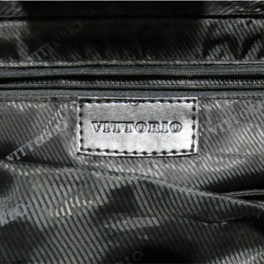Vittorio Croc embossed Italian leather satchel handbag & Matching Wallet